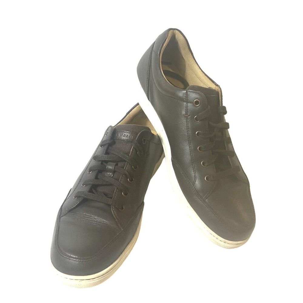 Cole Haan Mens Size 10M Shoes Sneakers Dark Brown Leather Casual Comfort Low Top